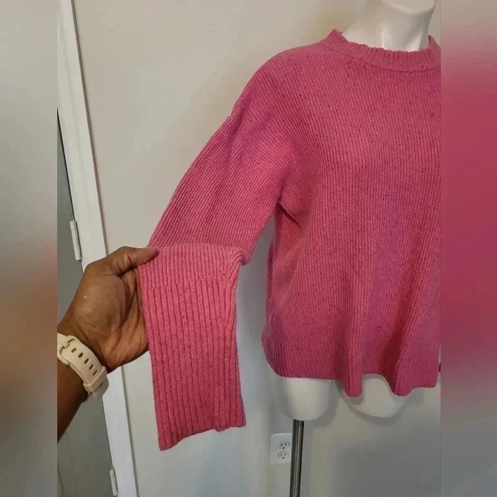 Something Navy Wool Blend Knit Pink Sweater
